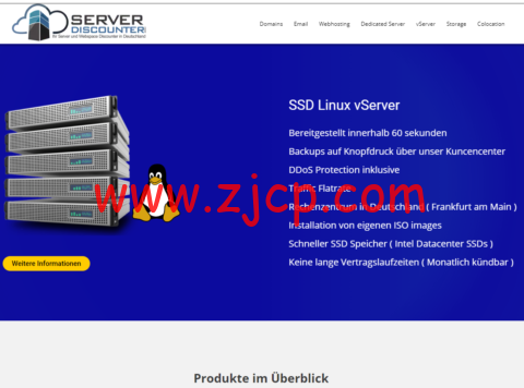 serverdiscounter：德国vps，1核/1GB内存/10GB SSD/不限流量/100Mbps带宽，€1.95/月起