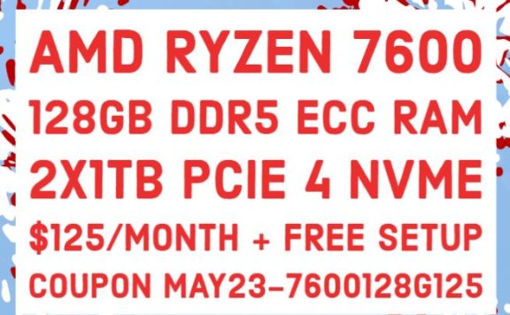 ReliableSite美国纽约/迈阿密AMD Ryzen 7600独立服务器:128G DDR5/2TB NVMe/无限流量/1Gbps/IPMI/125美元/月