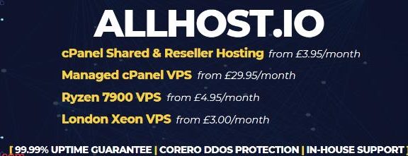AllHost英国Ryzen 7900 VPS年付优惠：2核2G/60GB NVMe/8TB流量/2Gbps/70英镑/年