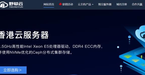 野草云2024采购特惠：香港低至89元/年，部分套餐升级AMD CPU